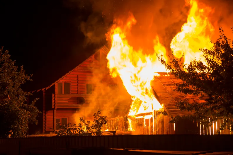 A Michigan house that caught fire.