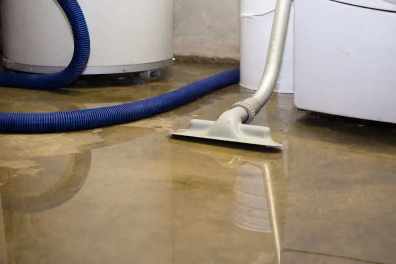 Water damage in the house being dried out